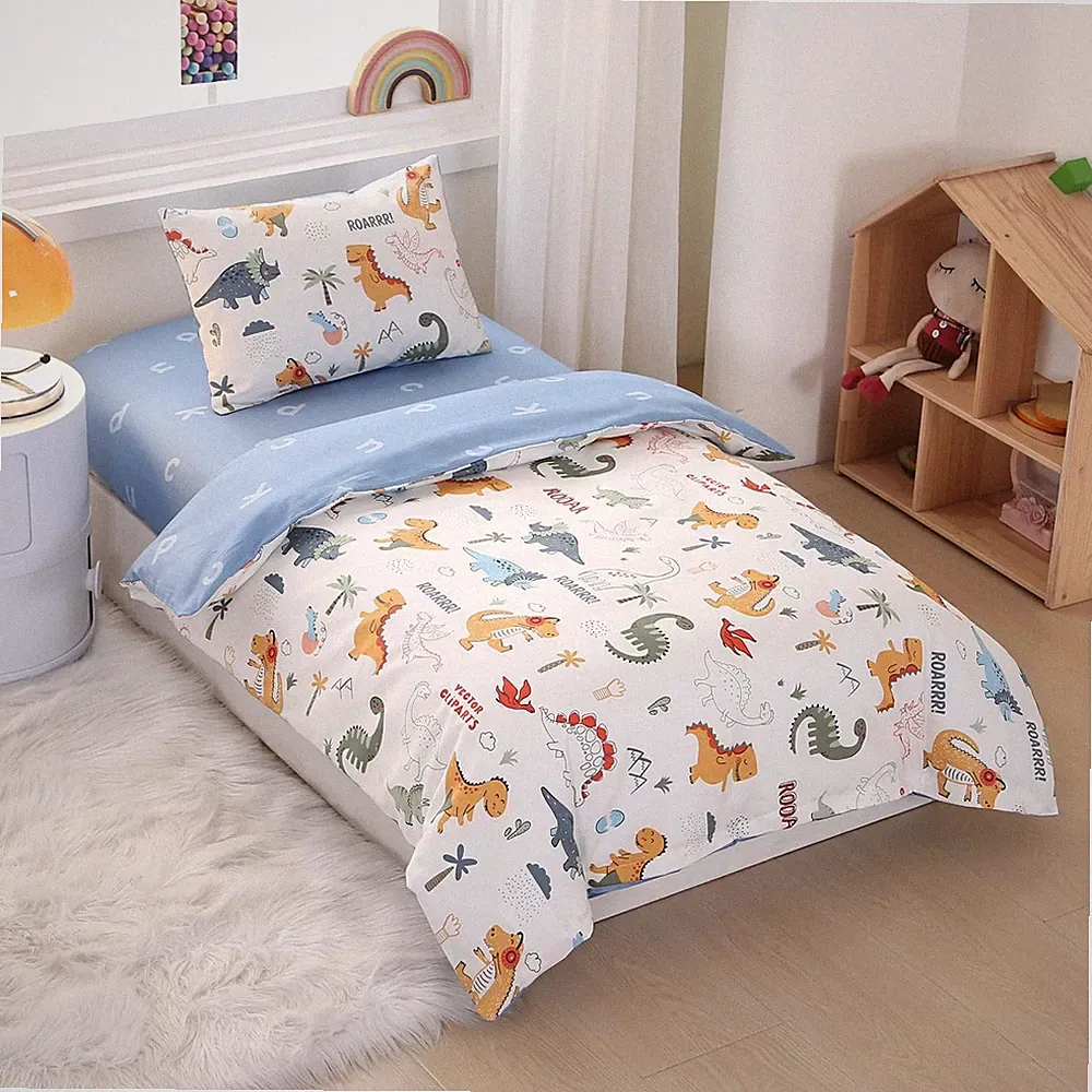 100% Cotton inosaur Crib Bedding Set with Cute Animal Printed, 3 Pieces Nurse...