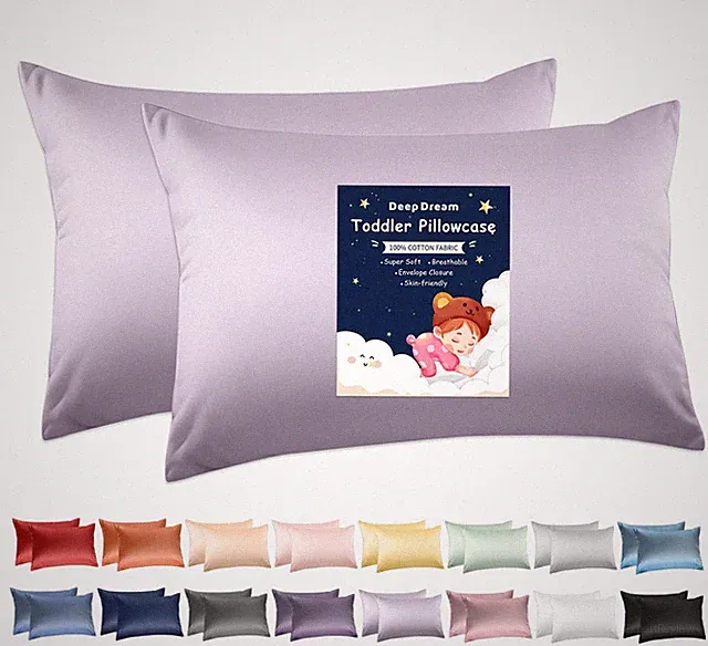 100% Cotton Pillowcases Set of 2, 13x18 Inches Fits Baby Pillow Sized 12x16,...