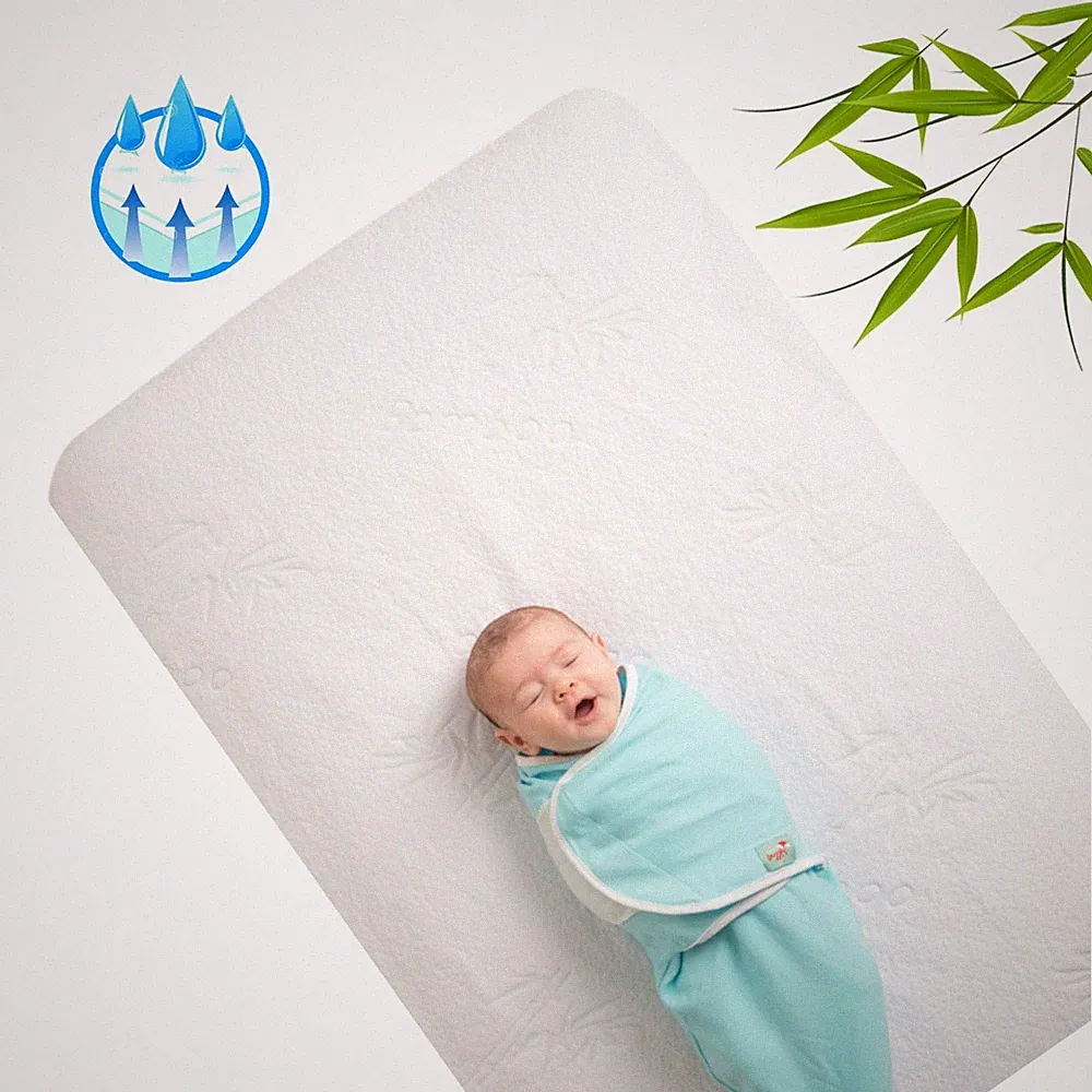 Bamboo Rayon Baby Crib Mattress Protector - Waterproof Breathable Cooling Fit...