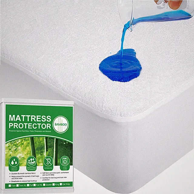Bamboo Terry Mattress Protector Deeep Pocket Waterproof Mattress Cover All Sizes