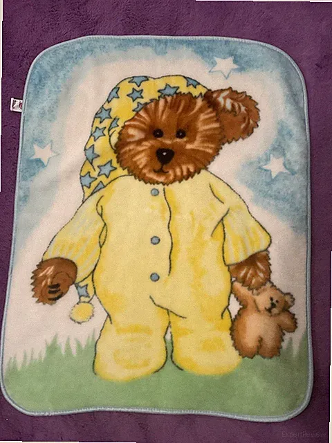 Boyds Bear Blanket Crib Toddler Bed Fleece Throw Pajama Teddy Vintage Gift