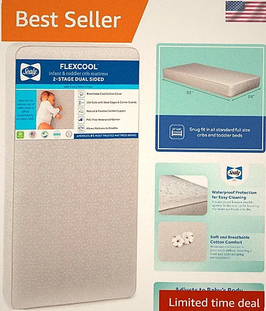 Breathable Crib Mattress Toddler Bed Fit Waterproof Cotton Cover Toy Safe Cozy