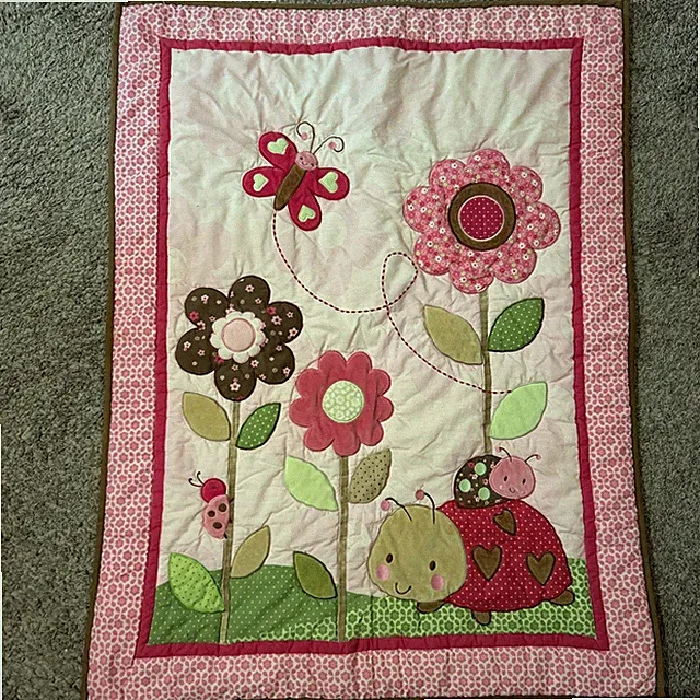Carter's Child of Mine Baby Girl Crib Quilt Ladybug Pink Blanket Throw