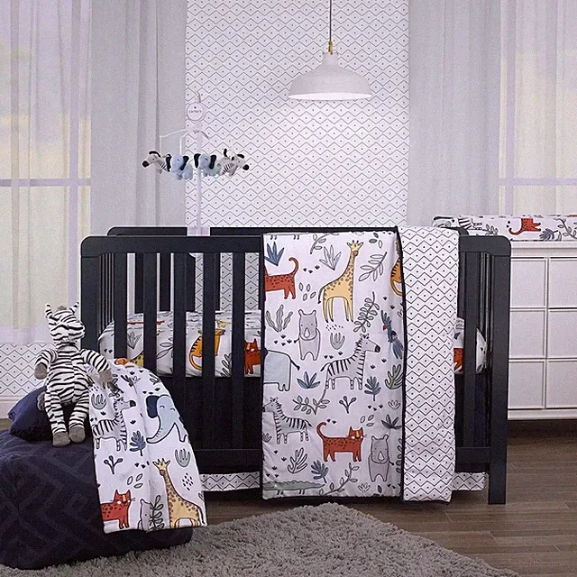 Carter's Safari Party 4 Piece Crib Bedding Set - Comforter, Fitted Sheet,...