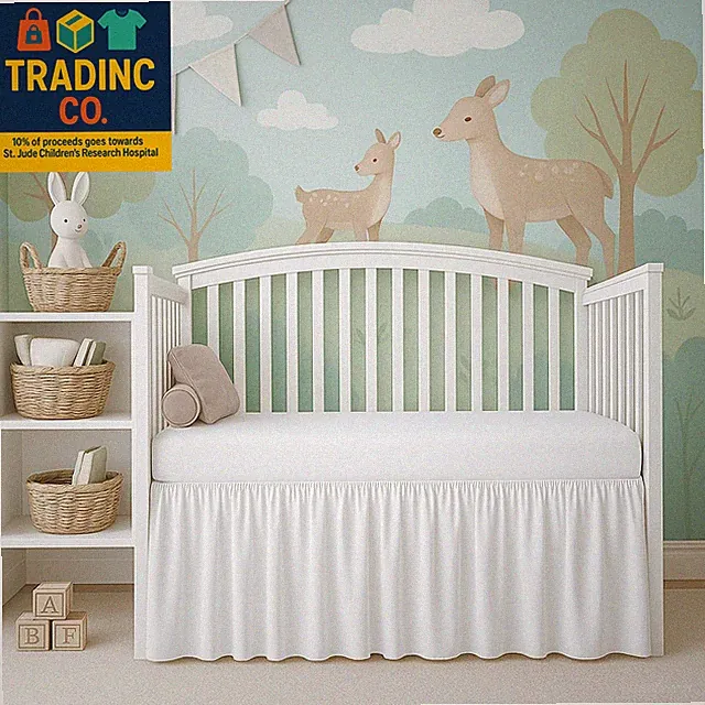 Cottignton Lane Ruffled Crib Bed Skirt, Soft Nursery Bedding in 100% Natural Cot