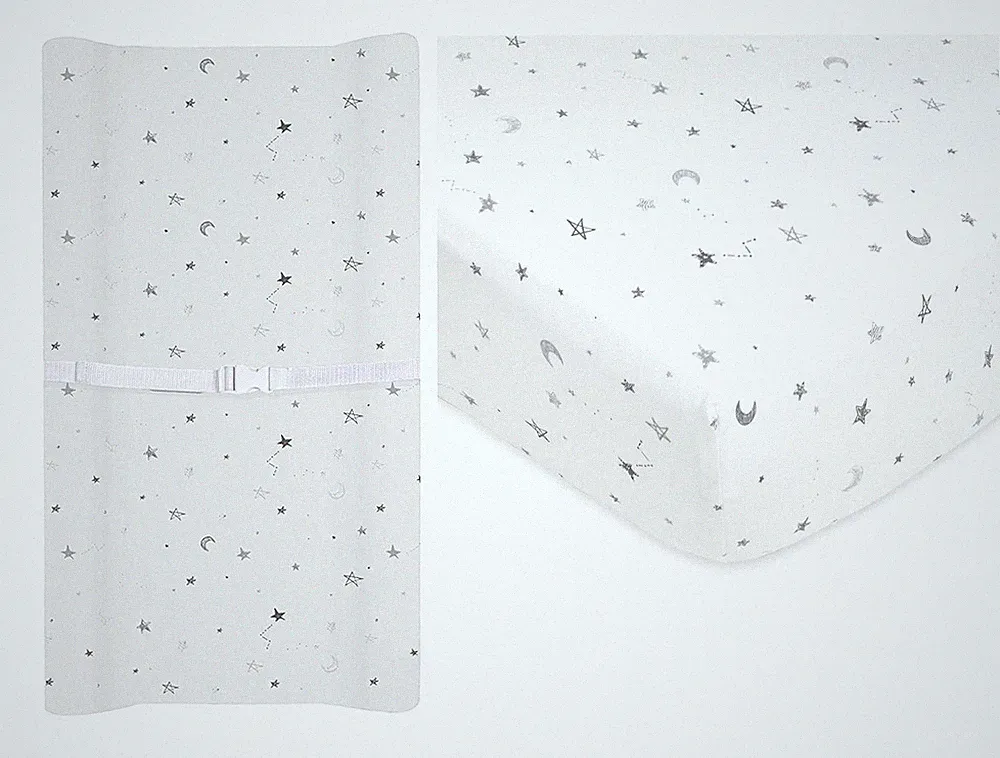 Crib Bedding Bundle Set, a 100% Cotton Fitted Standard Crib Sheet and a Fitted C