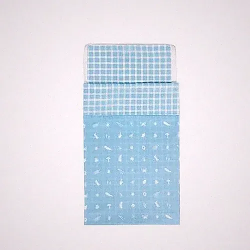 Crib Duvet Cover with Pillowcase VandringSkog Blue White Crib Bed Set - NEW