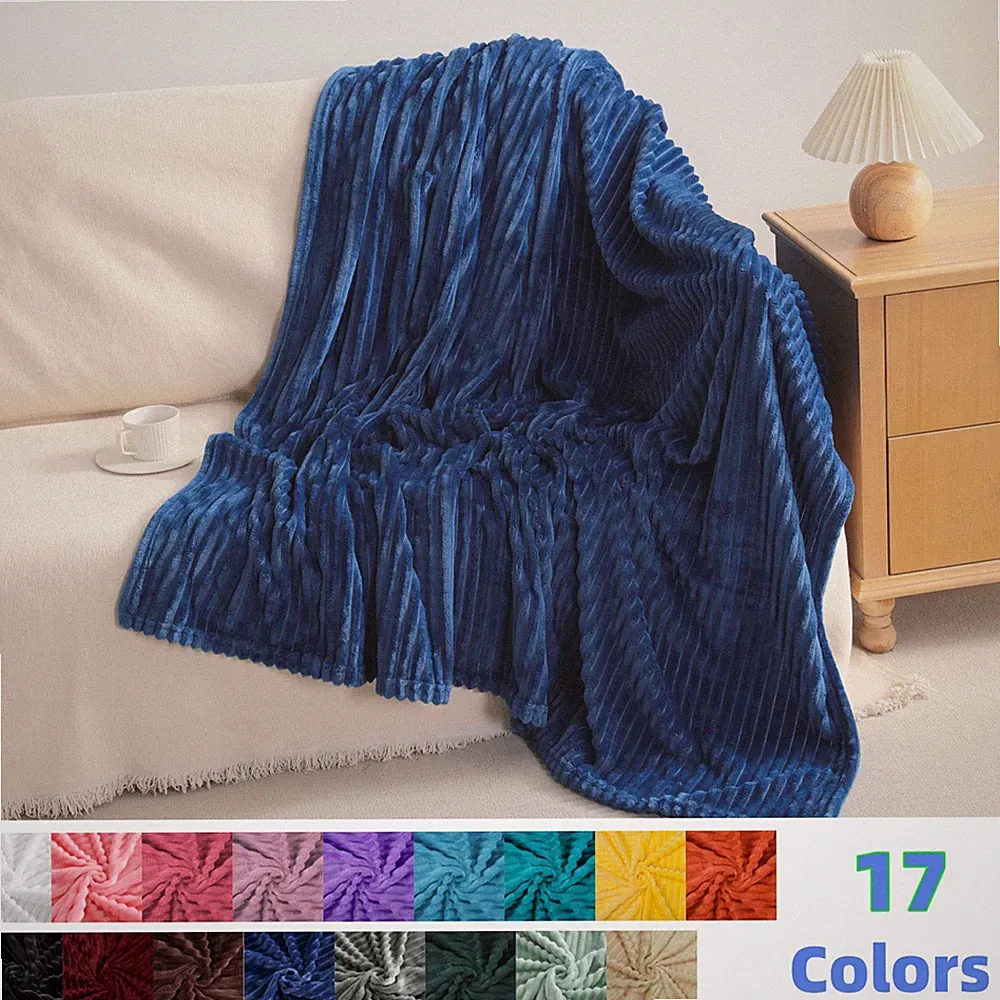 Fluffy Plush Flannel Throw Blanket, 17 Colors Available, Crib/Throw/Twin Size