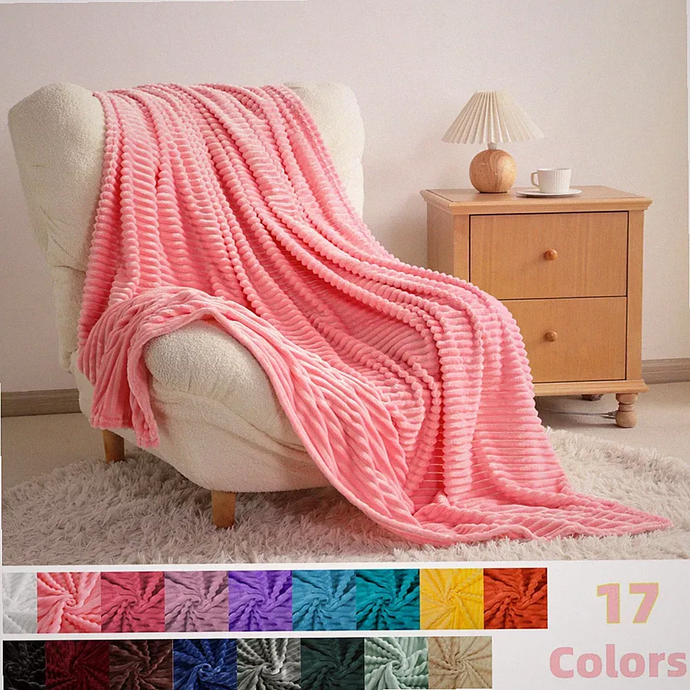 Fuzzy Plush Flannel Throw Blanket, Crib/Throw/Twin Size, 17 Colors
