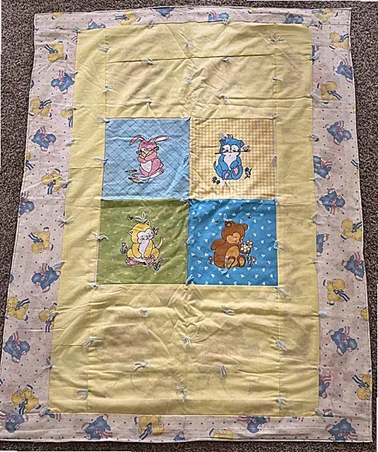 Handmade Baby Toddler Crib Bed Comforter Blanket Animals Flannel Back