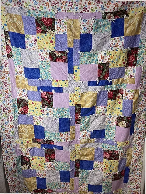 Handmade Quilt Floral Tie Blanket Toddler Crib Throw Chair Couch 40”x58” Color