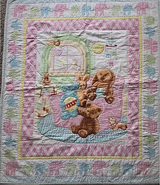 Home Made Crib Quilt Comforter Toddler Bed Stuffed Toys Multi Color Unisex