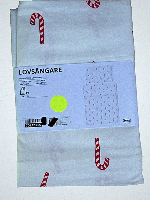 IKEA LOEVSANGARE Crib Duvet Cover & Pillowcase Candy Cane 706.123.65-NEW