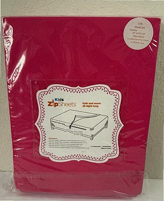 Kids ZipSheets Crib Zipper Sheet Set Pink 100% Cotton NIP Baby Toddler Bedding
