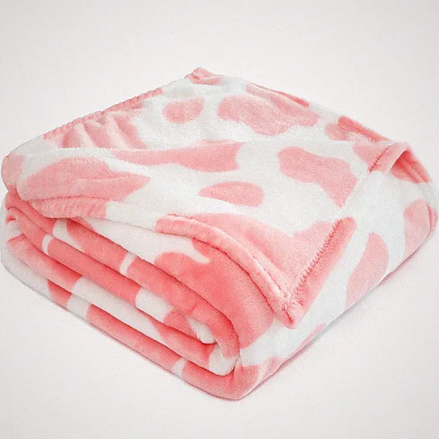 Light Pink Kids Blanket - Soft Baby Size 40" x 50" (100 x 130 cm) Pink Cow
