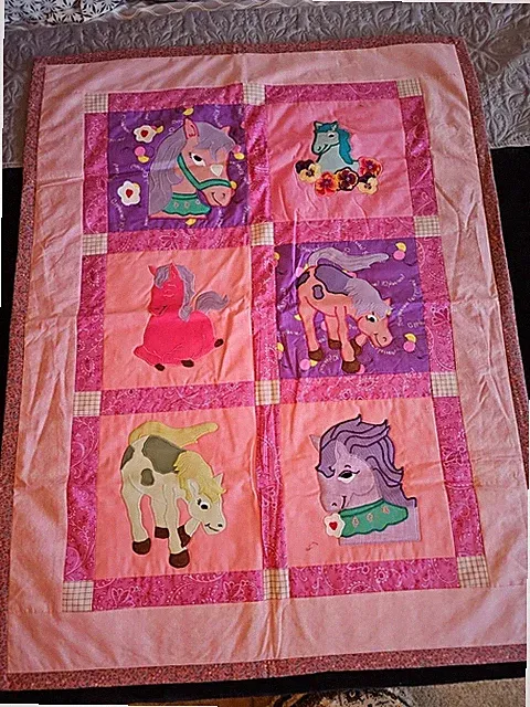 My Little Pony Quilt Homemade Blanket Handmade 52"x39" Pink Horse Crib Throw NEW