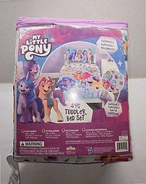 My Little Pony Toddler Bedding Set 4 Piece Reversible Bedspread Sheets Decor
