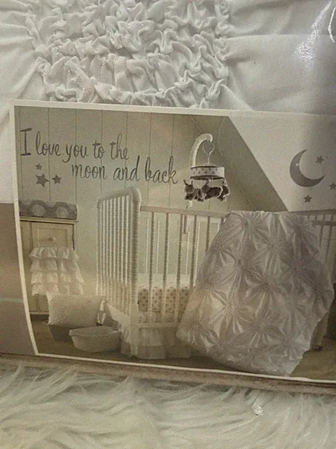 New Baby Crib Quilt Set White Levtex Willow 5 Piece Set Rets$139. Free Ship!