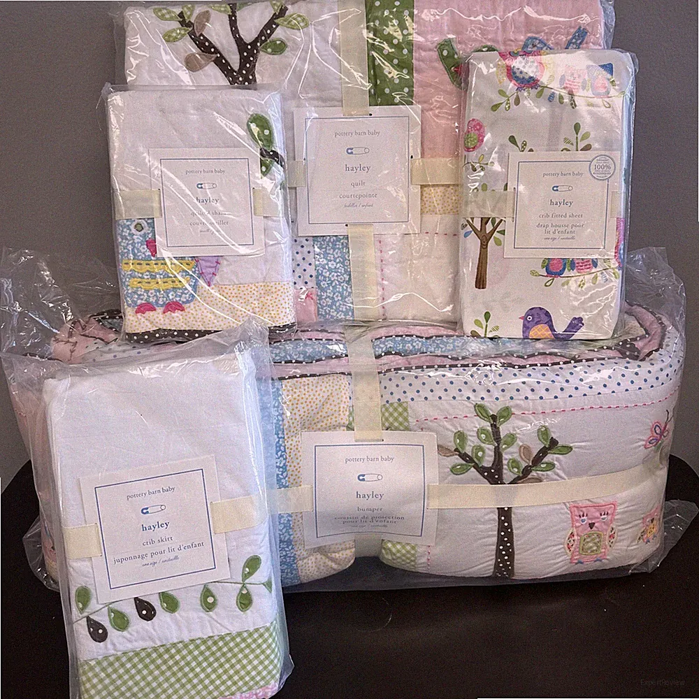 NEW Pottery Barn Baby HAYLEY 4pc Quilt Sham Sheet Skirt CRIB Bedding Set