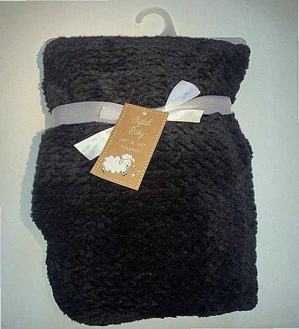 NEW Stylish Baby Soft Flannel Fleece Baby Infant Throw Blanket Black Braided