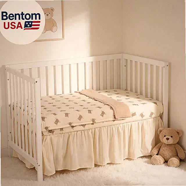 Organic Cotton Muslin Baby Crib Bedding Set 3 Piece Soft for Infant Newborn Todd