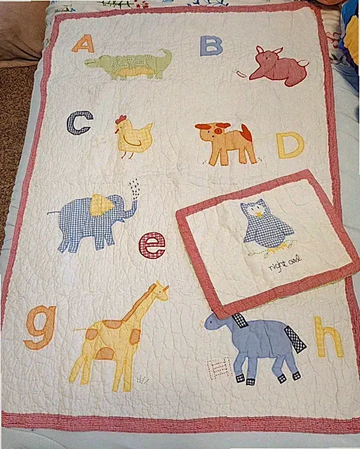 Pottery Barn Kids Baby Toddler quilt Crib Blanket 35” X 49 and Pillowcase