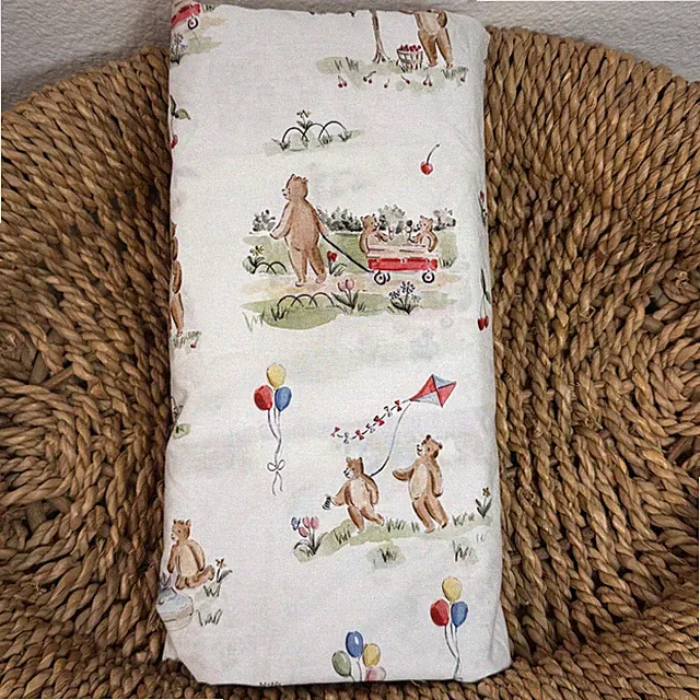 POTTERY BARN KIDS RILEY SHEEHEY BEAR BABY CRIB FITTED SHEET ORGANIC COTTON