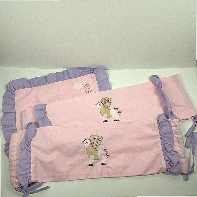Quilted Giraffe, Baby Bedding, Lot of 3 Pink Pillow Shams w/ Pegasus and Flowers