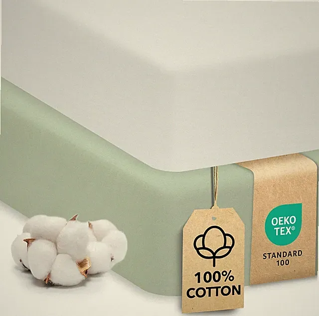 Sweety Fox 2-Pack Fitted Crib Bed Sheets, 52"x28", White and Sage Green (NEW)