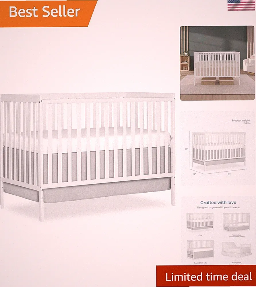 Synergy 5-in-1 Convertible Full-Size Baby Crib with Toddler, Day & Full Bed C...