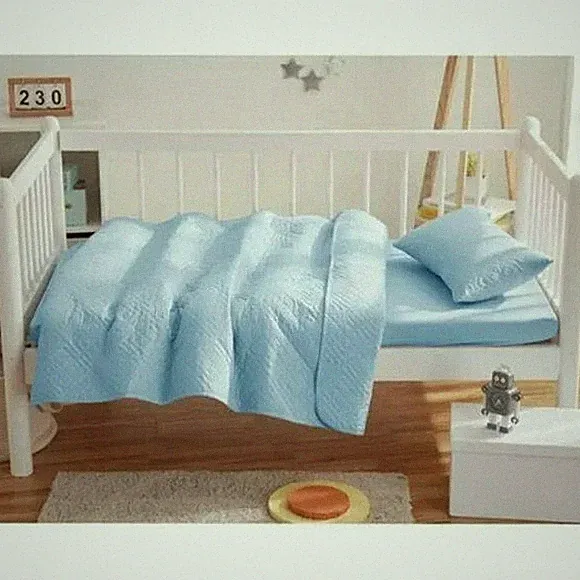 Toddler 3 Piece Quilted Coverlet Set Blue