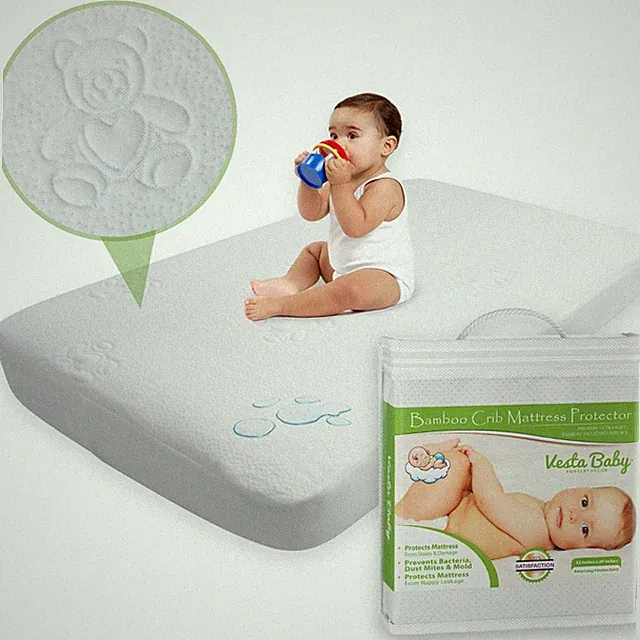 Vesta Baby Premium Bamboo Rayon Jacquard Crib Mattress Protector 52x28 in