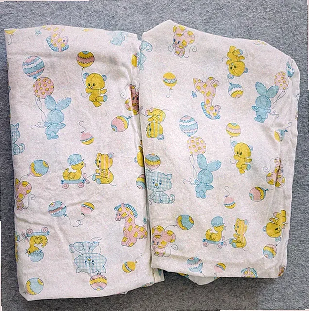 Vintage Lot Of 2 Baby Teddy Bear Balloon Nursery Bedding Fitted Crib Sheet