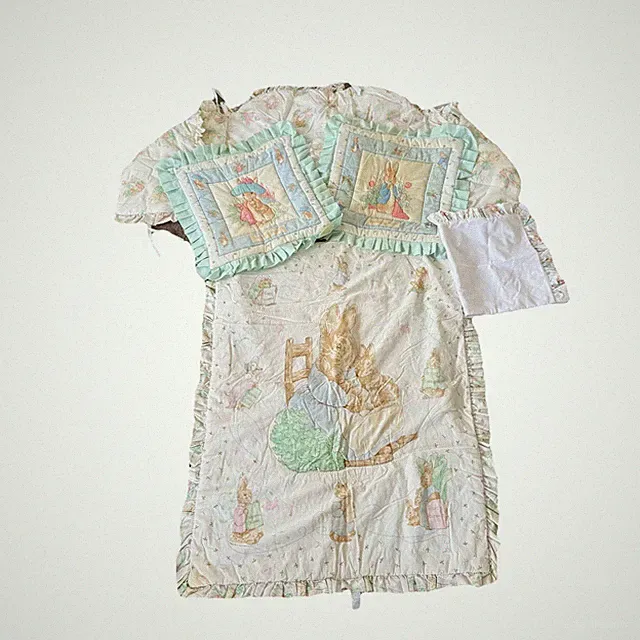 Vintage Peter Rabbit Beatrix Potter Baby Quilt 5pc Crib Set Duck Nursery