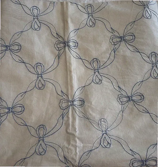 Vintage White Cotton Crib Duvet Cover Baby Blue Embroidered All Over Bows Ruffle