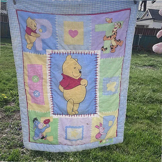 Vintage Winnie The Pooh Bedding Baby Crib Blanket Comforter Quilt Tigger Piglet